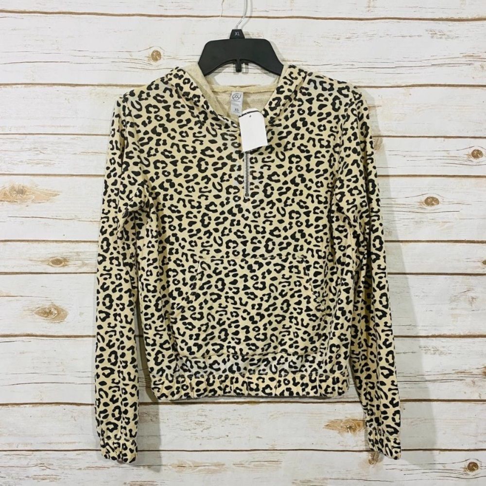 Alternative Leopard Print Women's Long Sleeve Zip Front Sweater Hoodie Top XS